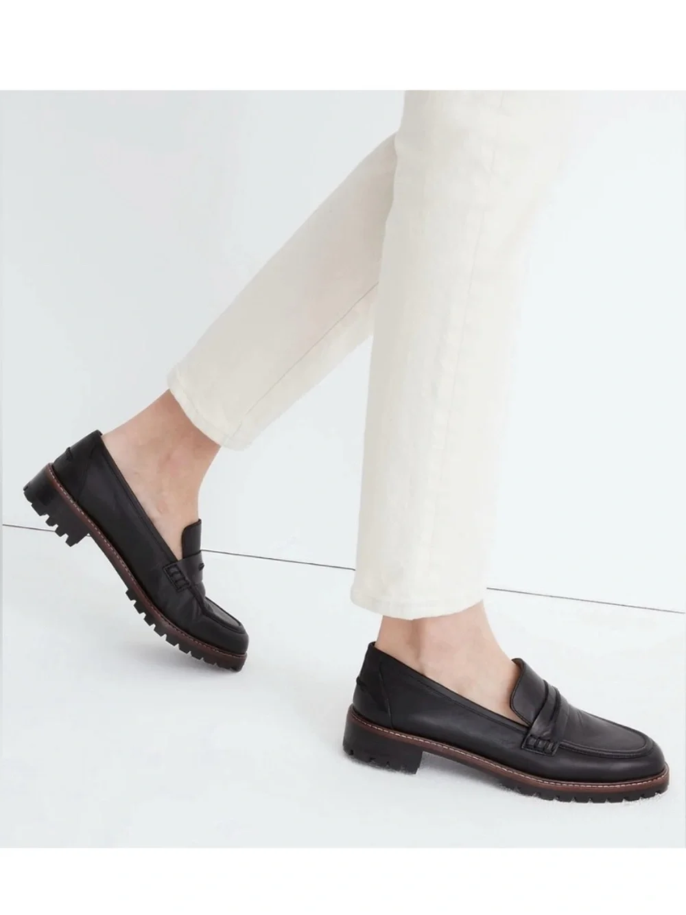 Madewell Black The Corinne Lugsole Leather Loafer Size 9 NEW! No Box. - Picture 3 of 12